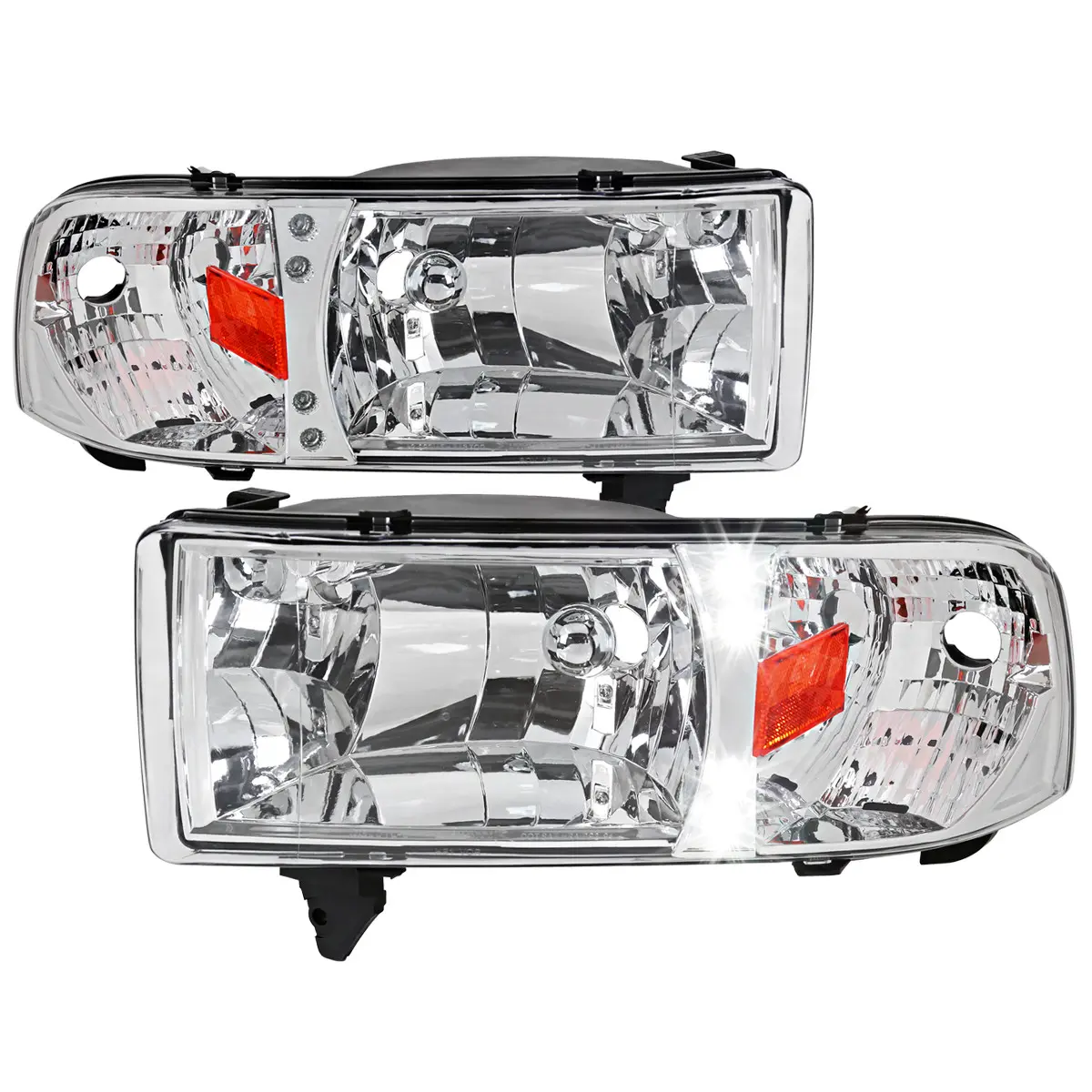 1994-2001 Dodge RAM 1500/ 1994-2002 Dodge RAM 2500 3500 Crystal Headlights (Chrome Housing/Clear Lens) 1994-2001 Dodge RAM 1500/ 1994-2002 Dodge RAM 2500 3500 Crystal Headlights (Chrome Housing/Clear Lens)