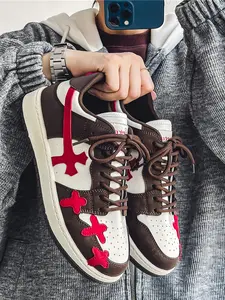 1 Pair Cross Pattern Casual Sneaker Board Shoes Suitable for Daily Streetwear&Casual Matching - Color Block UpperPersonal Cross Decoration, Comfortable and VersatileNon-Slip and Wear-Resistant