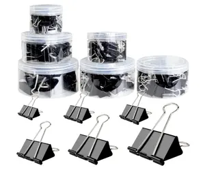 208 Pack Binder Clips Paper Clamps Assorted Size (Black) with Box, Jumbo, Large, Medium, Small, Mini and Micro,6 Sizes for Office, School and Home