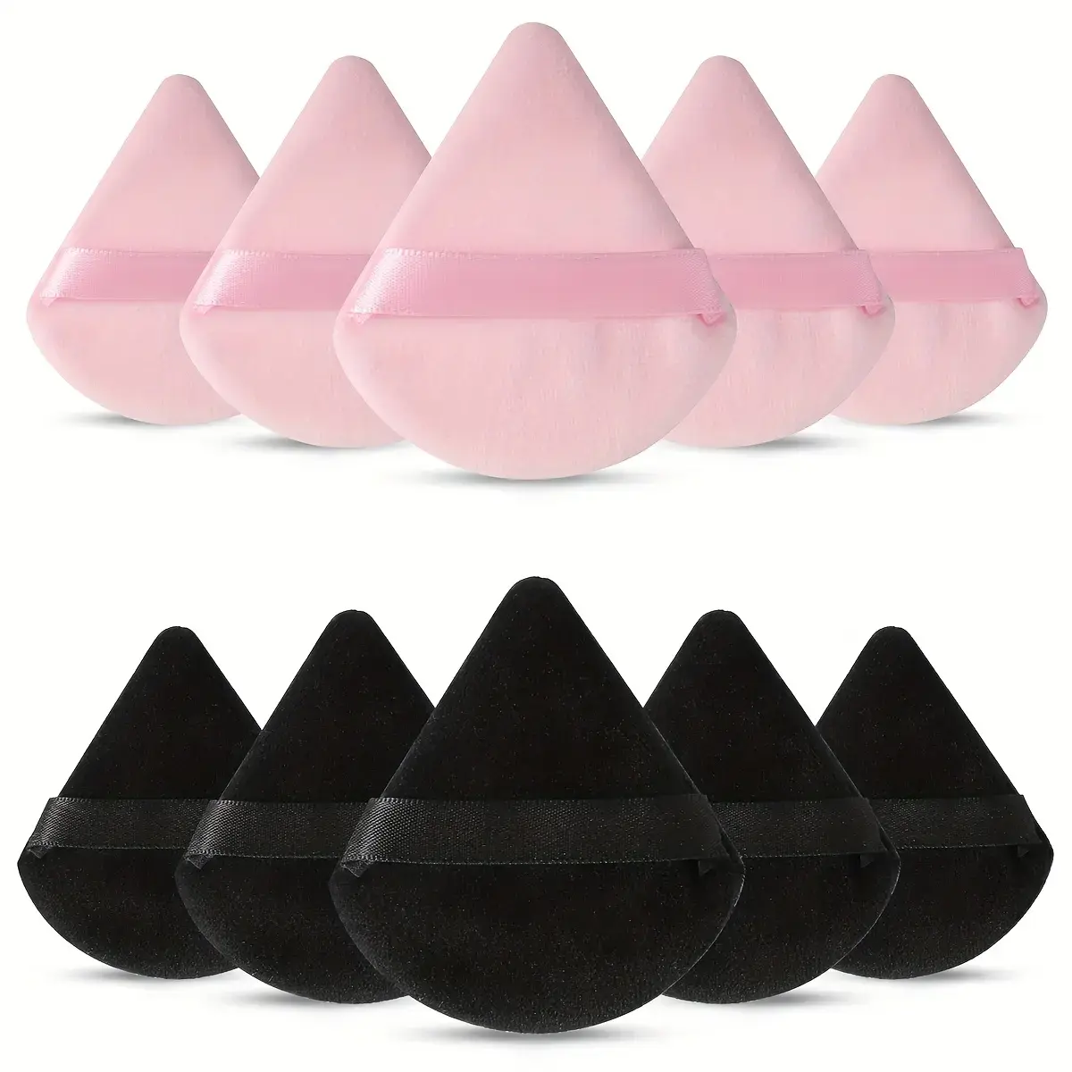 10-pack Reusable Triangular Powder Puffs - Soft Plush Sponge, Flocked Powder Puffs for Face Powder Makeup, Cosmetics, Makeup Products, Mini Makeup, Beauty Puff, Triangle Powder Puff, Powder Puff Set