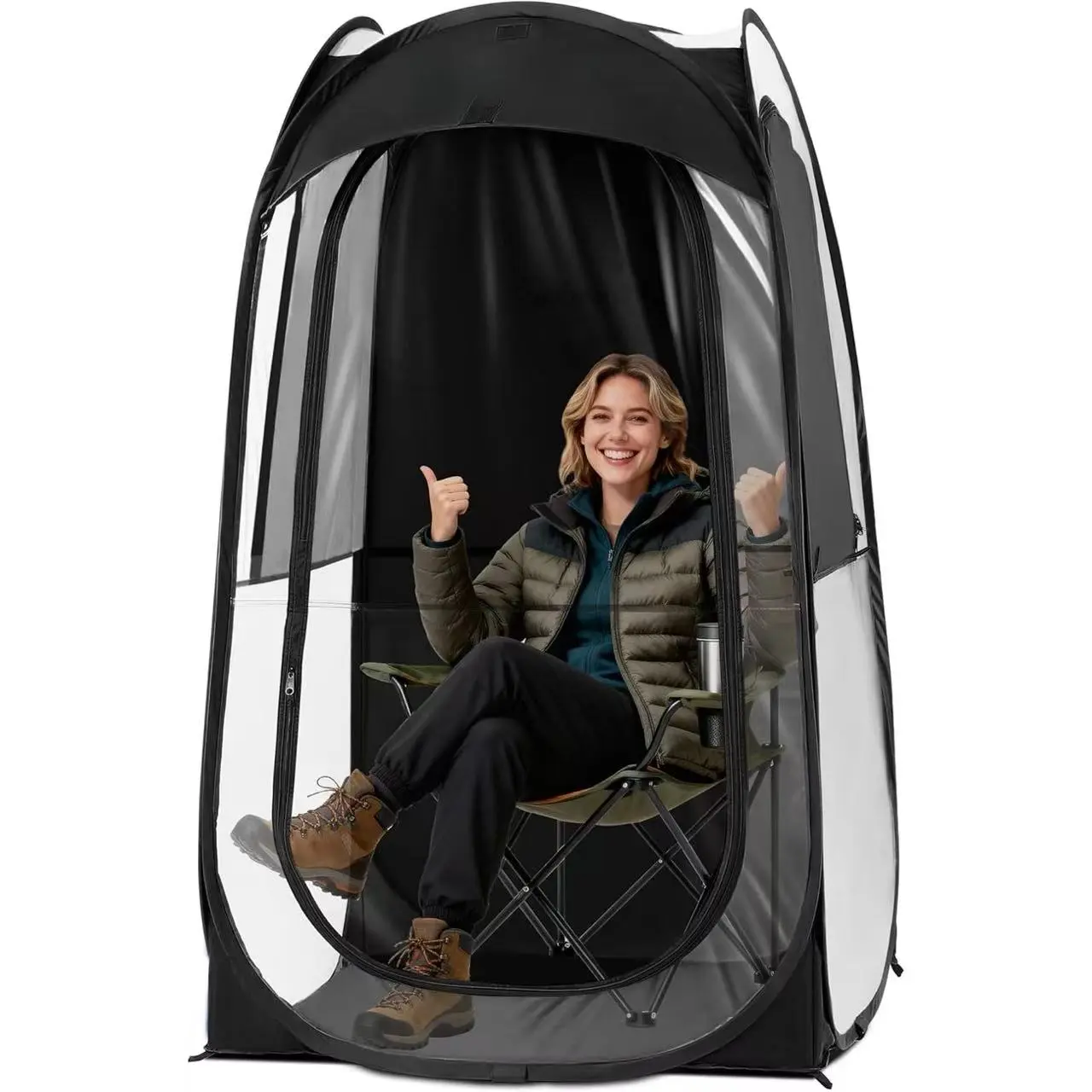 Ice Fishing Tent PVC Pop Up 1 - 2 Person Winter Camping Shelter Waterproof Windproof Cold Proof for Outdoor Sports Spectating