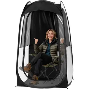 PVC Pop Up Ice Fishing Tent – 1-2 Person Winter Camping Shelter with Weather Pod – Waterproof Windproof Cold-Proof for Outdoor Sports & Spectating