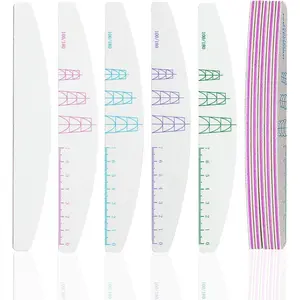 10 Pieces 100/180 Grit Nail File Professional Double Sided Nail Files with Shape Guides and Ruler Manicure Pedicure Tool Nail Buffering Files