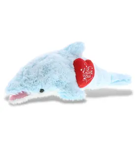 DOLLIBU Polyester Embroidered "I Love You" Red Heart Small Dolphin Stuffed Toy - Super-Soft Plush, Romantic Bedroom Accessories for Adults, Bedroom Decorative Item, Bedroom Decorative Accessories