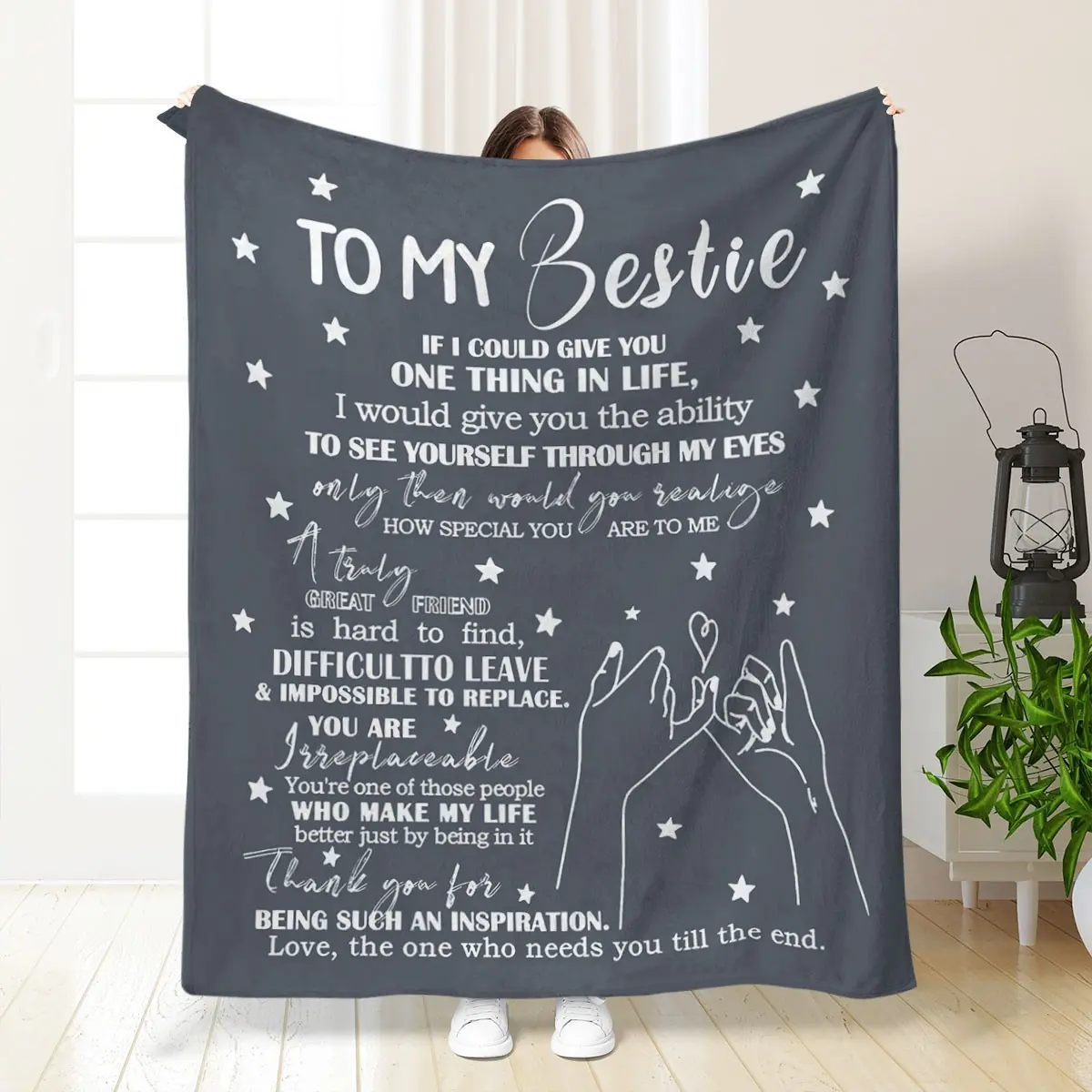 Snycler Best Friend Blanket for Women & Men, BFF Gifts for Women & Friends, Birthday & Grey Soft Throw Blanket, Slogan Print Blanket, Soft Blankets