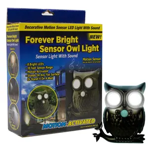 Forever Bright Sensor Owl Light Motion-Activated with 8 Bright LEDs 10 Feet Range Adjustable Fixture for Wall or Flat Surface