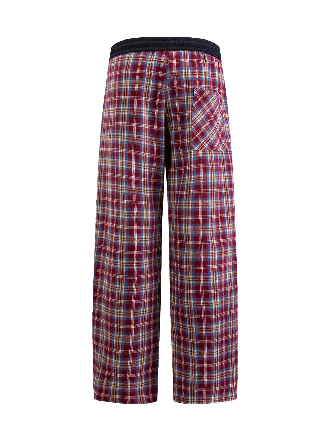 CCCMAI Men's plaid drawstring pants, soft and comfortable four-season lounge pants with an elastic waistband, versatile everyday warm bottoms for both men and women
