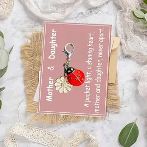 Cute Mini Insect and Chrysanthemum Keychain Gift, Funny Positive Charm for Teacher Appreciation, 1-100pcs Graduation Gift Card