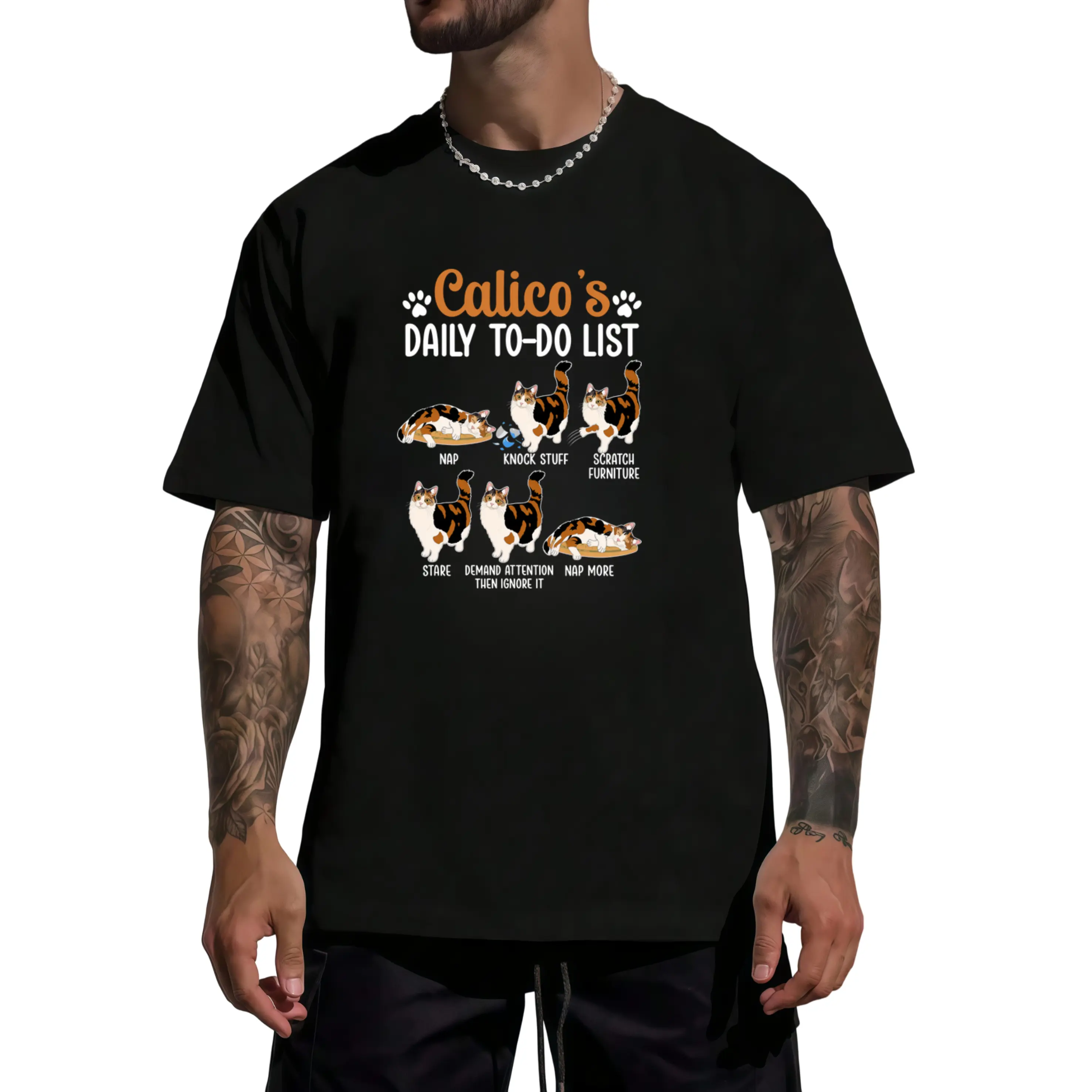 Calico'S Daily To-Do List Calico Cat Owner Calico Cat Lover T-Shirt