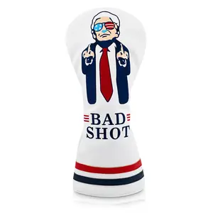 BAD SHOT Head Cover – Funny Trump Golf Headcover for Drivers, Patriotic Novelty Golf Club Cover, Premium Leather, Red White & Blue, Fits 460cc, Golf Gifts, Make Golf Great Again, MAGA