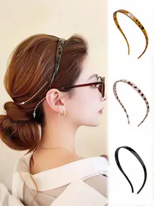 3 Pcs Women Classic Leopard Pattern U-Shaped Hair Clips Set, Anti-Slip Fine Hair Bands, Leopard Pattern Headband, Stylish Women Accessories for Daily Use