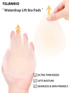 Reusable Waterproof Bra Pads Set, Invisible Gel Breast Lift Patches, Breathable Push-Up Inserts for Sports Bras & Swimsuits, Women's Seamless Nude Lingerie