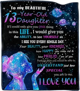 13th Birthday Gifts for Girls, 13 Year Old Girl Gifts Blanket for Women, Best Gifts for 13 Year Old Girls, 13 Year Old Girl Gift Ideas, 13th Birthday Decorations for Girl Throw Blanket 60"X50"a