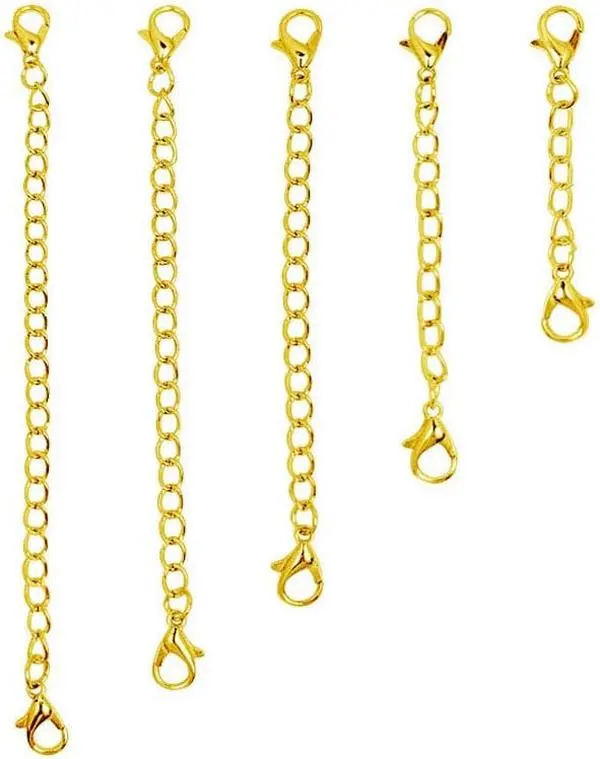 DIY Making 5-Count 5 Different Lengths Stainless Steel Necklace Extenders Set - Lobster Clasps, Allergy Free, Convenient Bracelet Extenders for Beading & Jewelry Craft, Adults