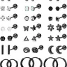 21 Pairs of Stainless Steel Flat Back Earrings, Hoop Earrings and Studs, 20G Screw Back Posts, Flatback Cartilage Earrings for Stacking, Hypoallergenic Jewelry for Sensitive Skin, Earrings Set, Hypoallergenic Earrings Pack