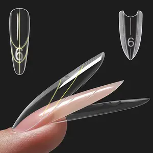 240Pcs Sandwich Dual Nails Forms Nail Mold for DIY Quick Nails Extension 15 Sizes Clear Plastic Form for Salon Home Manicures ZM-W557 Almond Round