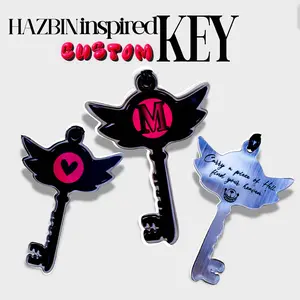 Hazbin Hotel Themed Acrylic Keyring - Personalized Initial Charm Keychain with TV Demon Design