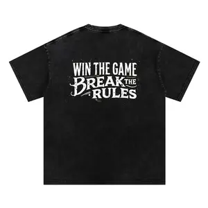Washer Oversized T-Shirt-Vintage 'Win The Game Break The Rule'