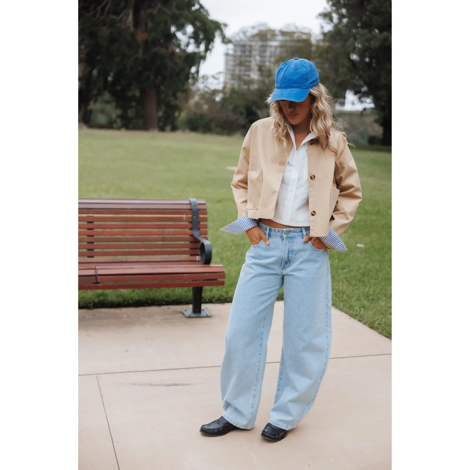 Mattie Cropped Trucker Jacket - Taupe
