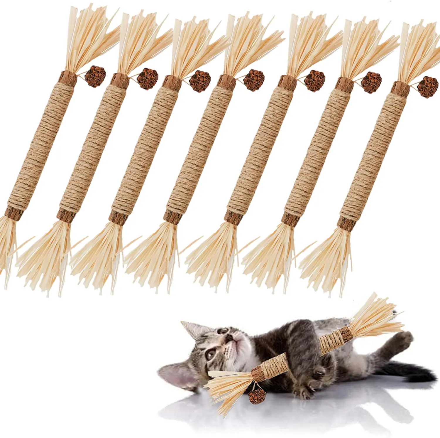 Grembeb Cat Toys Kitten Chew Toys for Indoor Cats Kicker Wand Catnip Toy for Chewing Silvervine Stick for Cleaning Teeth Kitty Dental Treat Interactive Toy Kitty Snack Self Play Wand Cat Mint Lick