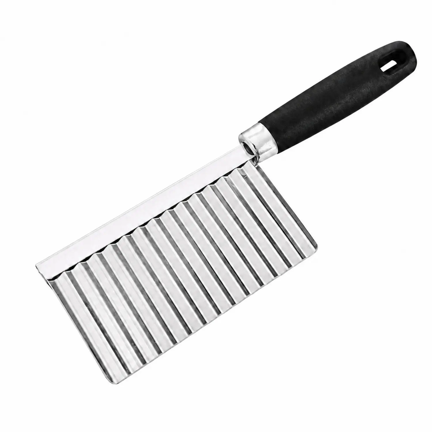 Stainless Steel Crinkled Wavy Potato Cutter with Blade, Handheld Grip & Skid-Proof Handle, Manual Cut Vegetable Slicer for Potatoes, Cucumbers, Carrots – Kitchen Use