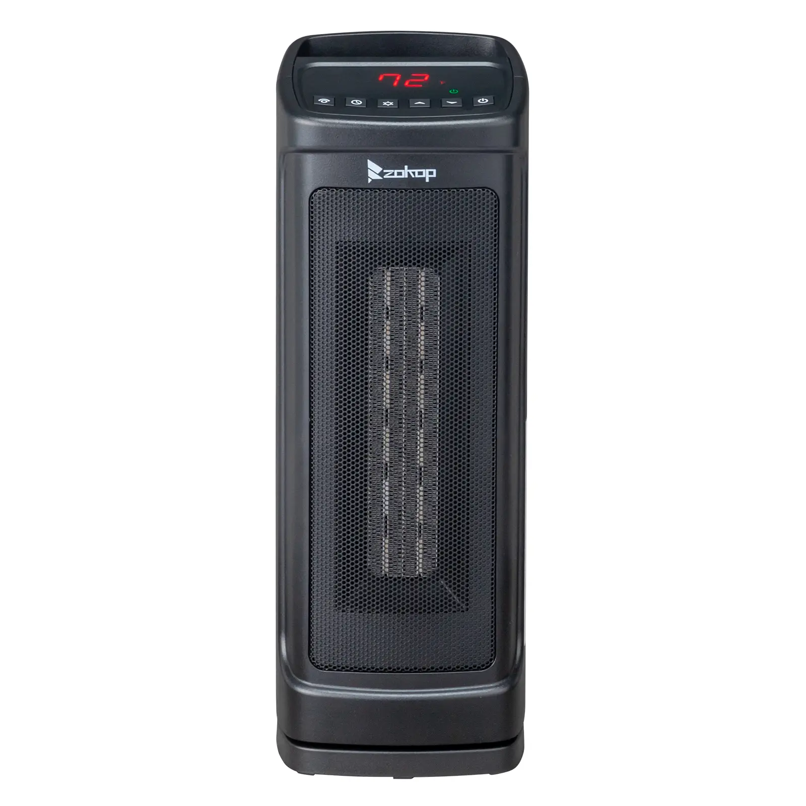 ZOKOP 120V 1500W Heater, Black Plastic, 17-inch Tower Style, PTC, Remote Control, Three-speed Heating, Adjustable Temperature, Timer, and Oscillating Motion