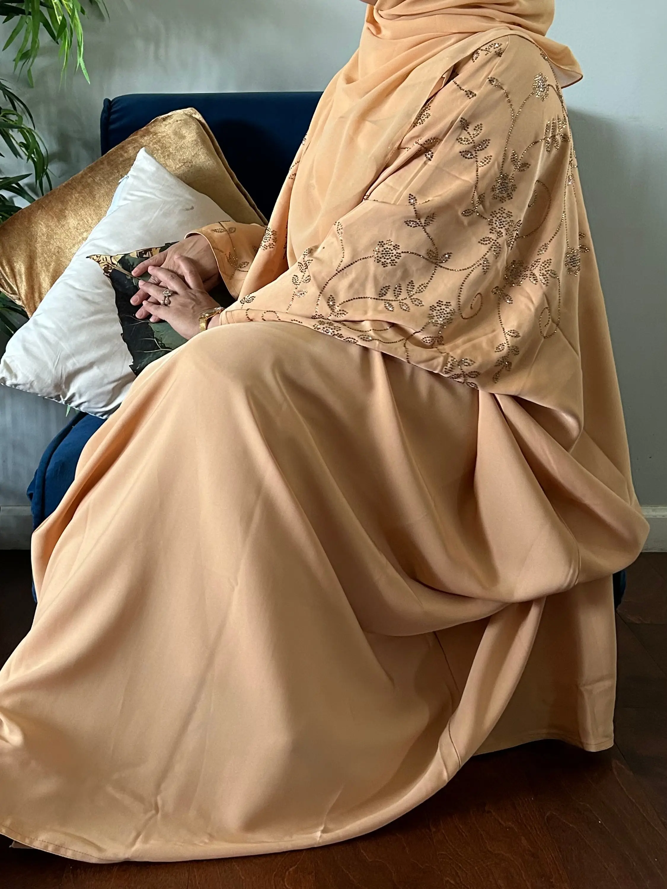 Nida Butterfly Abaya - Champagne Nida Butterfly Abaya - Champagne