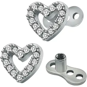 14g Cubic Zirconia Dermal Anchor Tops and Base Surgical Steel Microdermals Body Piercings