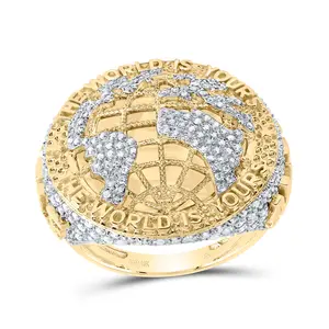 1 3/8Ctw-Nat Dia Nk "The World Is Yours" Mens Ring (11.75 grams)