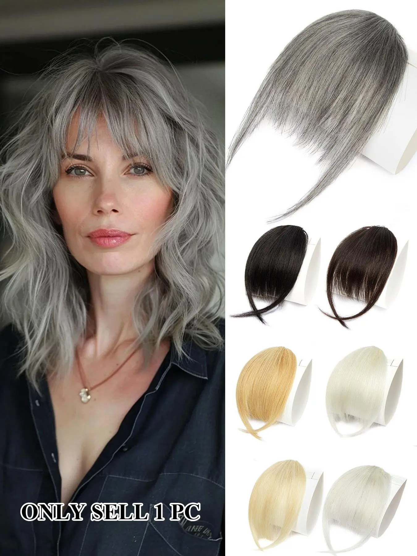 1pc Real Hair Air Bangs Airy Lightweight Natural Straight Hair Extension, Real Hair Extensions, Perfect for Everyday Use, Natural Appearance, Easy to Style, Convenient Use, High-Quality Human Hair, Realistic Hairpiece