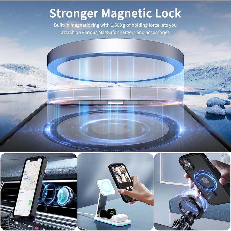 Magsafe iphone case,for iPhone 11 Case Compatible with Magsafe, 360° Full Body Shockproof Heavy Dropproof, Mysterious Black