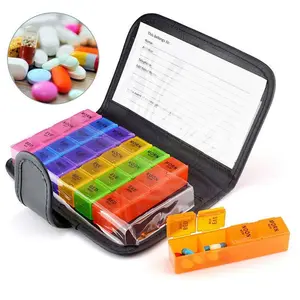 Portable 7 Days Pill Box, 28 Compartments Detachable Pill Organizer, Supplement Organizer, Large Capacity Medicine Storage Case for Home Travel Office
