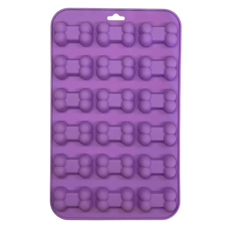 SodaPup Dogtastic Jelly Shots Silicone Mold - Bone Shape Tin Tin 9" x 5.5" x 0.5" Dishwasher Safe Purple Bowl/Dish