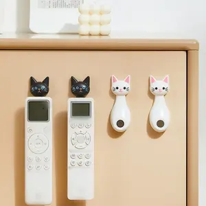 1/2/4-Pack Strong Magnetic Cartoon Cat-Shaped Hooks - Remote Control & Electric Toothbrush Organizer, for Living Room, Bathroom, Kitchen, Desk & Entryway - White & Black Cat Styles