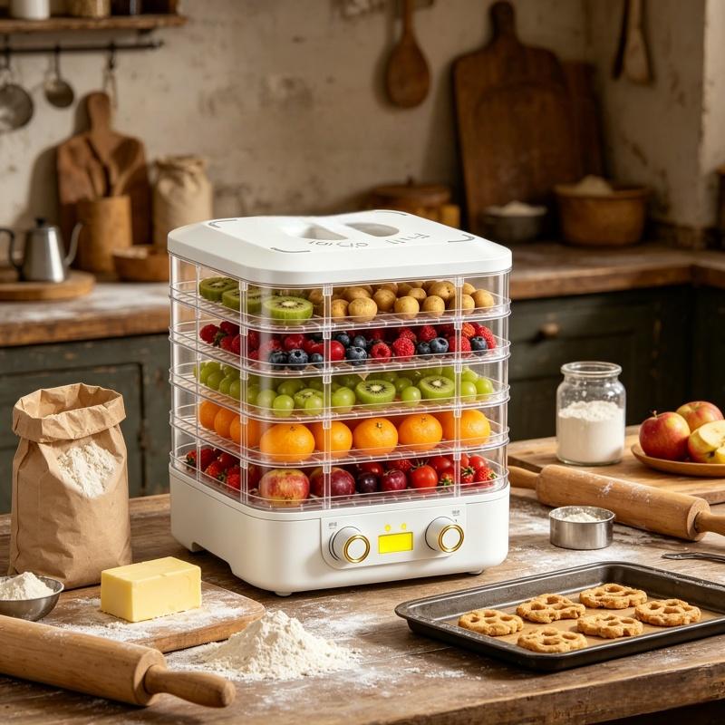 Food dehydrator, compact dehydrator for remixing food and dry, fruit, and vegetable, electric dehydrator with temperature control, 5 trays free of bisphenol A