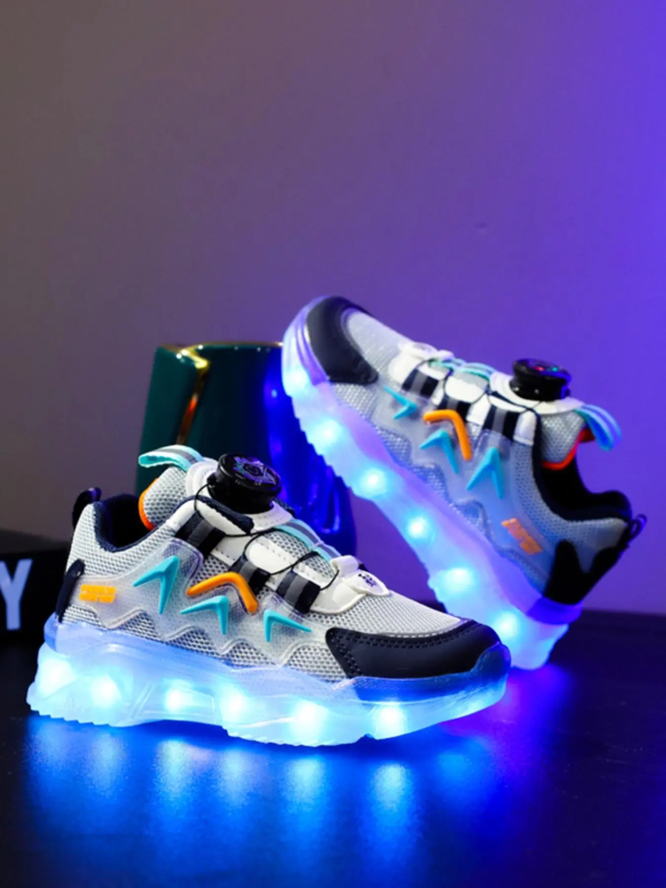 Led Footware USB Rechargeable LED Light Up Sneakers, Colorblock Luminous Running ...
