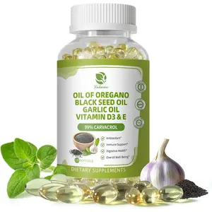 Lukaree Oregano Oil Capsules Organic with Black Seed Oil, Garlic Oil, Vitamin D3 E, 99% High Concentrated Carvacrol - Antioxidant, Immune & Digestive Support, 120 Count