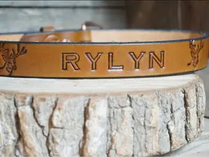 Personalized Leather Belt Genuine Western Full Grain Leather Snap-On Belt, Tooled Western Buckle with Tooled Leather Belt 100% Genuine Full Grain with Snaps 1"Width - Meaningful Gift for Dad