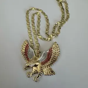 Gold Plated Eagle Necklace with Chain and Pendant 24" Bestie Gift Fashionable Streetwear Statement Jewelry