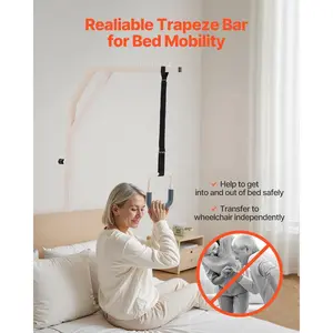 Trapeze Bar for Bed Mobility Height-Adjustable Free Standing Trapeze Bar