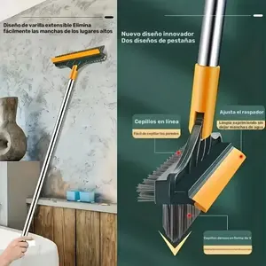 3-In-1 Rotatable V-Type Floor Brush, Ergonomic Handle for Hard Floors, Durable Plastic Squeegee and Scrubber with Water Scraping, Multi-Purpose Tile Cleaner, Cleaning, Scrubber Squeegee Combo