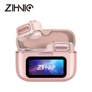 ZIHNIC S12 Open Earbuds, Wireless Headphones, LED Lights TouchscreenLight-Weight Earbuds Built-in Microphone, Power Digital Display,Stable Fit, Fast Charge ,36 Hours Playtime,Fast Pair,Clear Sound,Sweatproof,Charging Case, Android/iOS