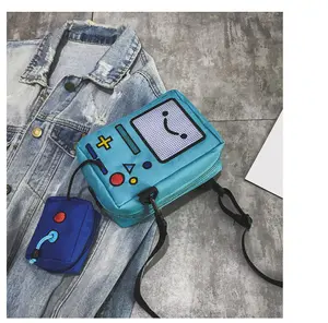 Small cartoon robot cross-body bag, anime canvas cross-body bag for women-cross-body bag with adjustable straps, anti-pollution, zipper seal-simple and durable-cross-body bag for women