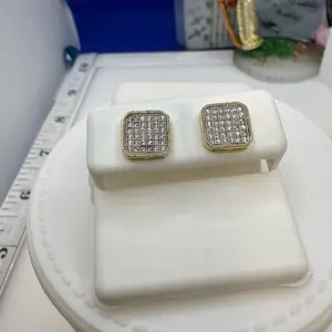925 sterling silver 9.5mm studs screw back high quality Italian silver cubic zirconia stones 10k PL (( aretes pegados de 9.5mm  Alta calidad piedras finas zirconia plata Italiana tiene un baño de oro10k PL