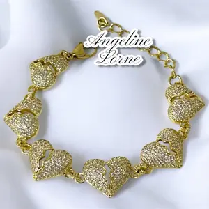 Pulsera corazón dividido size ajustable Laminado 14k capas Oro Real Alta Calidad Uso Diario