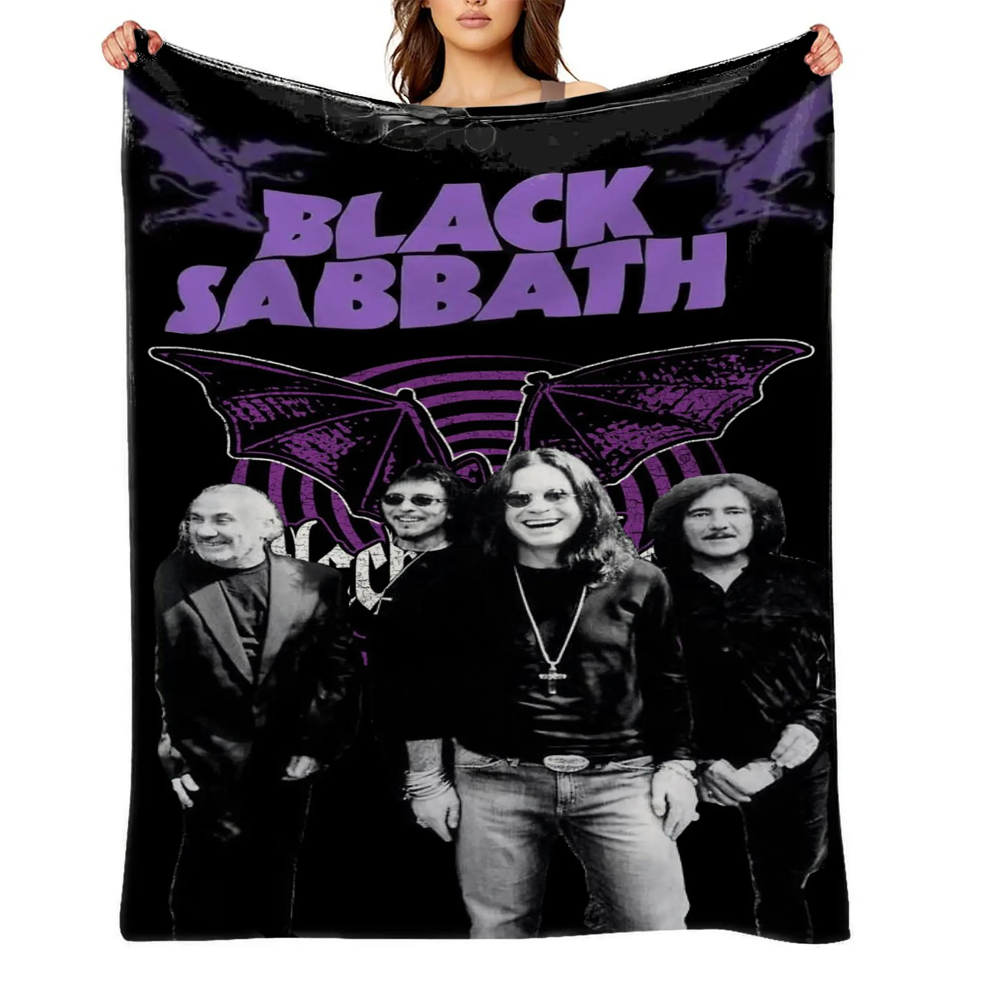 Black Sabbath Flannel Fleece Wrap Blanket Throw - Anime Print, Ultra Soft, Anti-Shrink, Wrinkle Resistant, Quick-Dry, Machine Washable Blanket Cloth Throw, Perfect Gift for Kids A-20, Wrap Blanket Throws