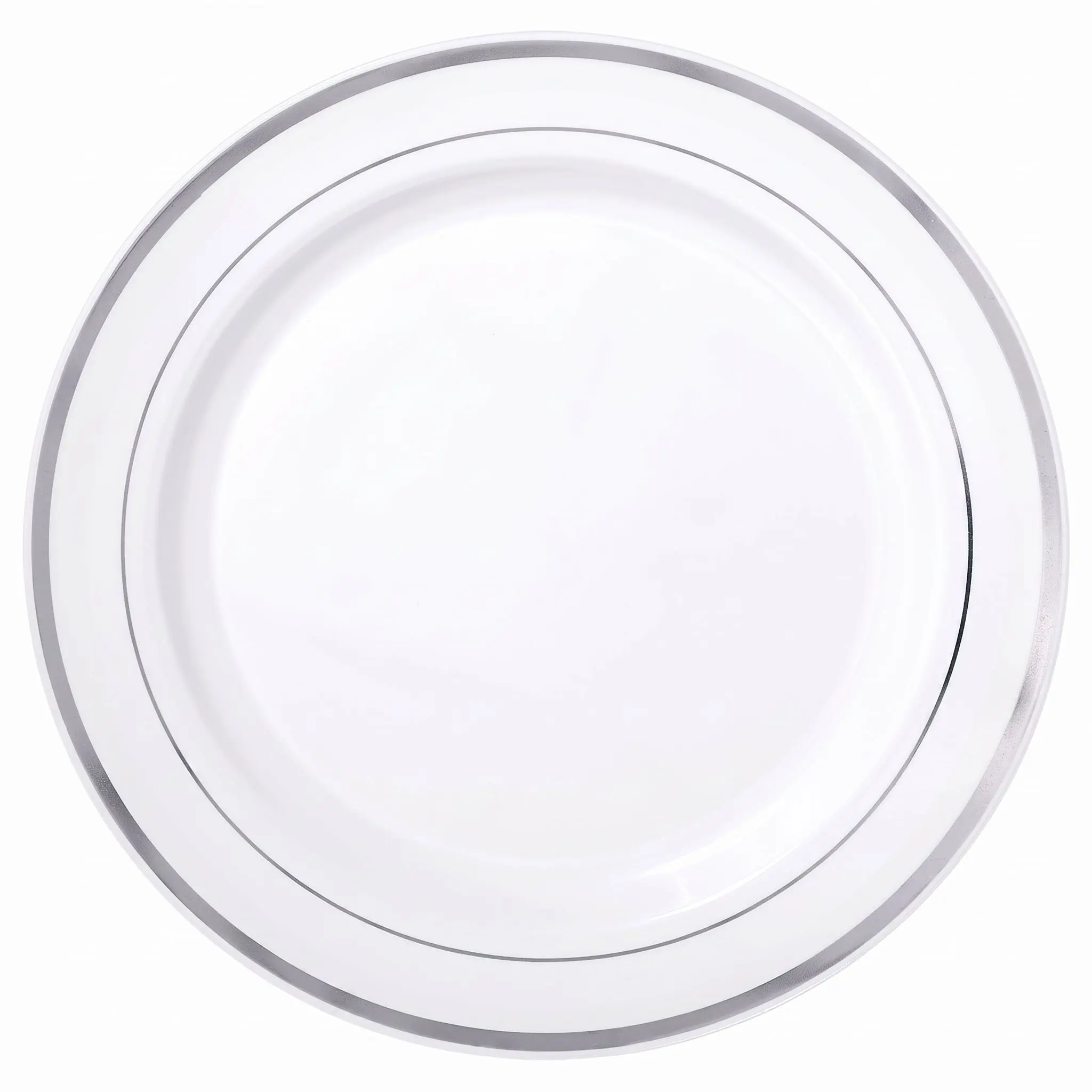 Elegant Silver Trim 7.5" Premium Plastic Plates - 20 Pack