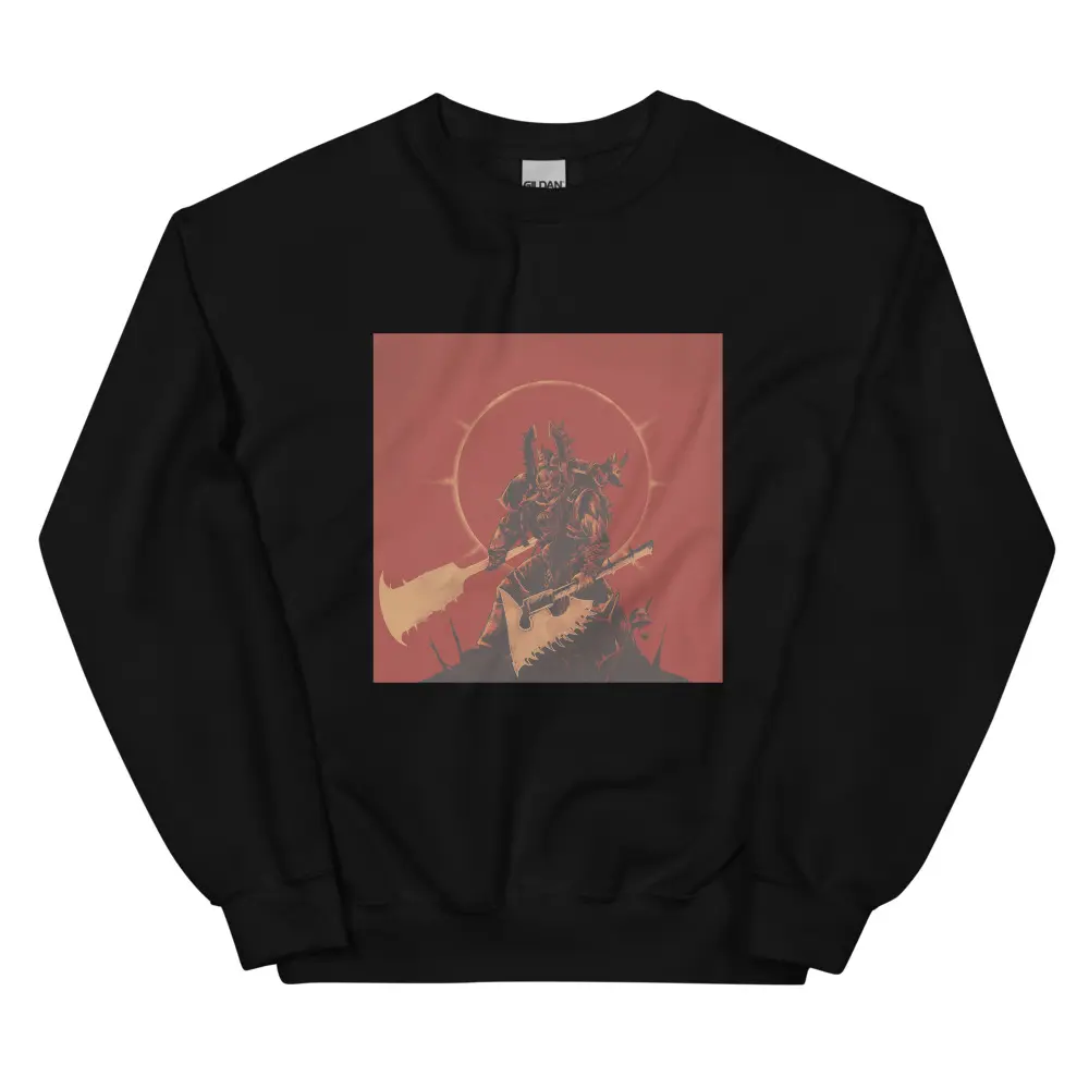 Warhammer 40000 Original Art World Eaters Bezerker Sweatshirt - Classic Fit, Pre-Shrunk, 50% Cotton & 50% Polyester, Soft Fabric, Black - Knit, Athletic, Hem, Hoodie, Collar, Menswear