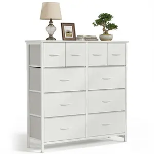 10 Drawers Fabric Dresser for Storage and Organization, Bedroom Dressers, Chest of Drawers for Living Room, Closet, Hallway