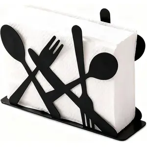 Napkin Holder for Table Black,Knife and Fork Shape,Suitable for Kitchen, Dining Room, Banquet, Etc